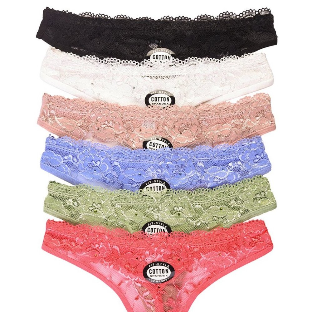 12 Pack Women's Lace Thong Underwear Panties